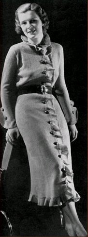 Moorland Tweeds Redingote ruffled dress c1935